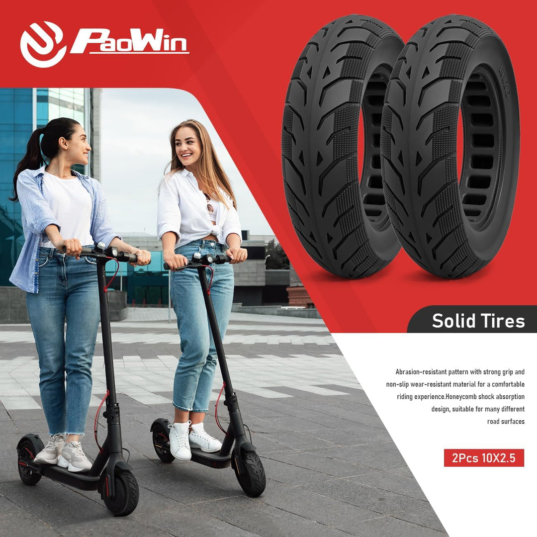 2x E-Scooter Reifen 10x2,50 Zoll Ersatzreifen Vollgummi Reifen Pro Elektro-Scooter kompatibel mit El