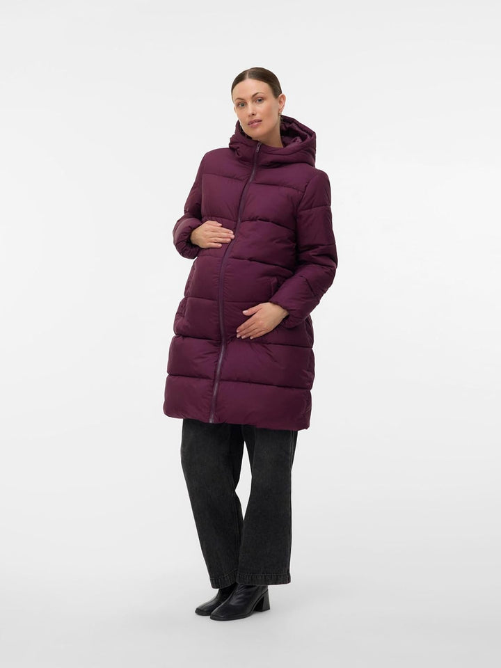 MAMALICIOUS Female Jacke Kapuze Elastische Bündchen Mantel Winetasting XS, Winetasting XS