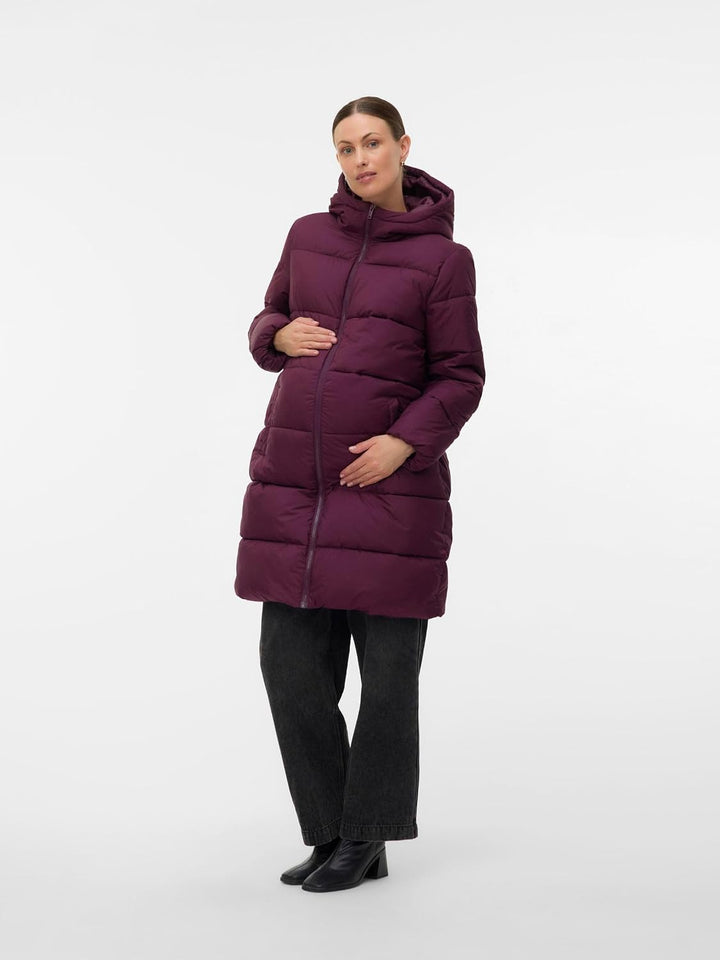 MAMALICIOUS Female Jacke Kapuze Elastische Bündchen Mantel Winetasting M, Winetasting M