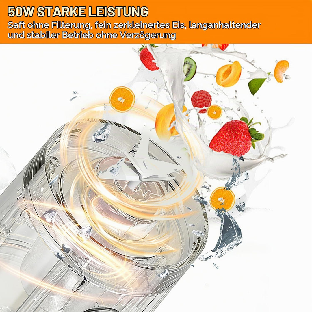 Tragbarer Mixer mit Trinkdeckel, 600ml Smoothie-Maker to Go Persönlicher für Mixer Zuhause Küche Fit