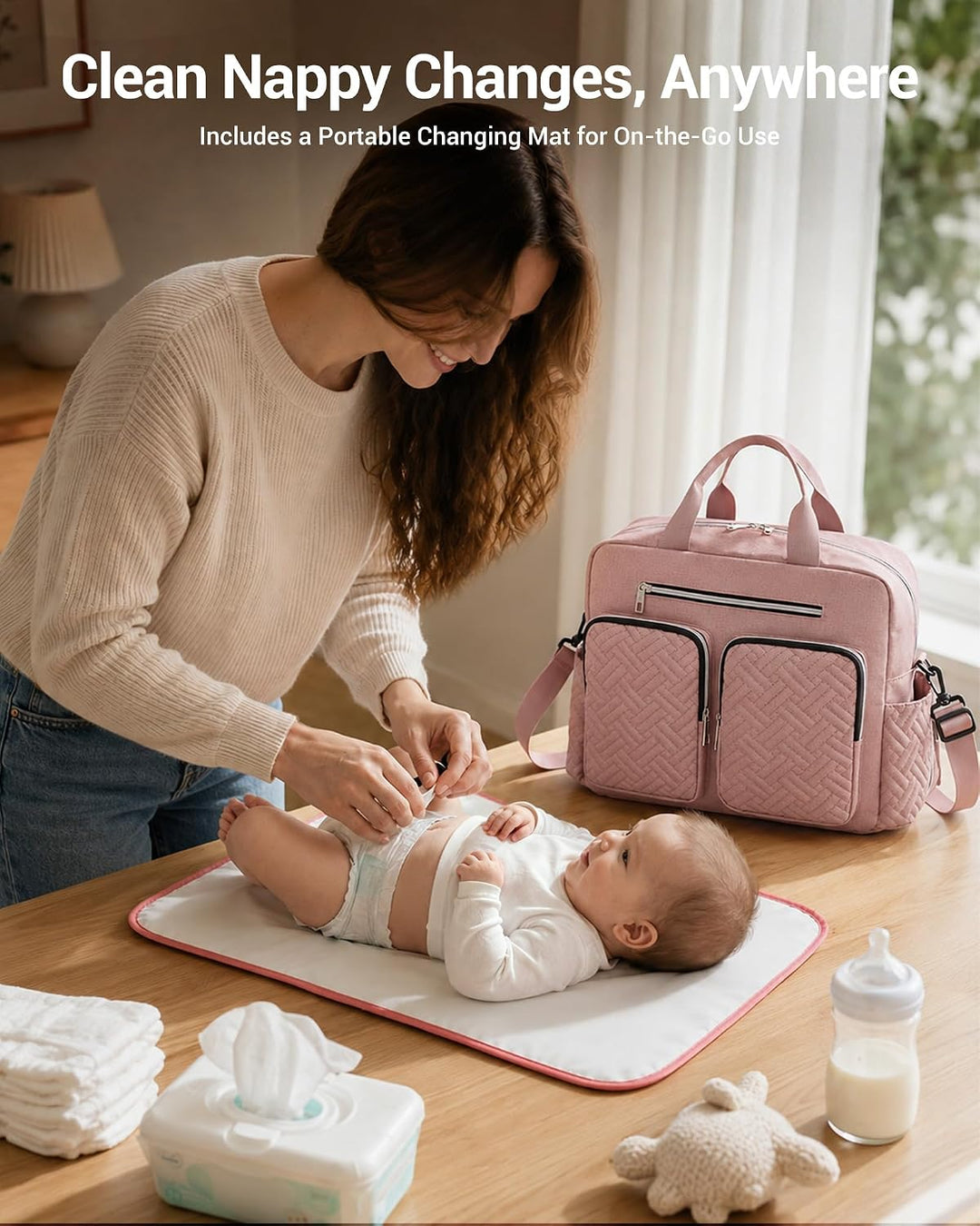 KONO Baby-Wickeltasche, stilvoll, für Mama und Papa, wandelbare Reisetasche mit isolierten Taschen G