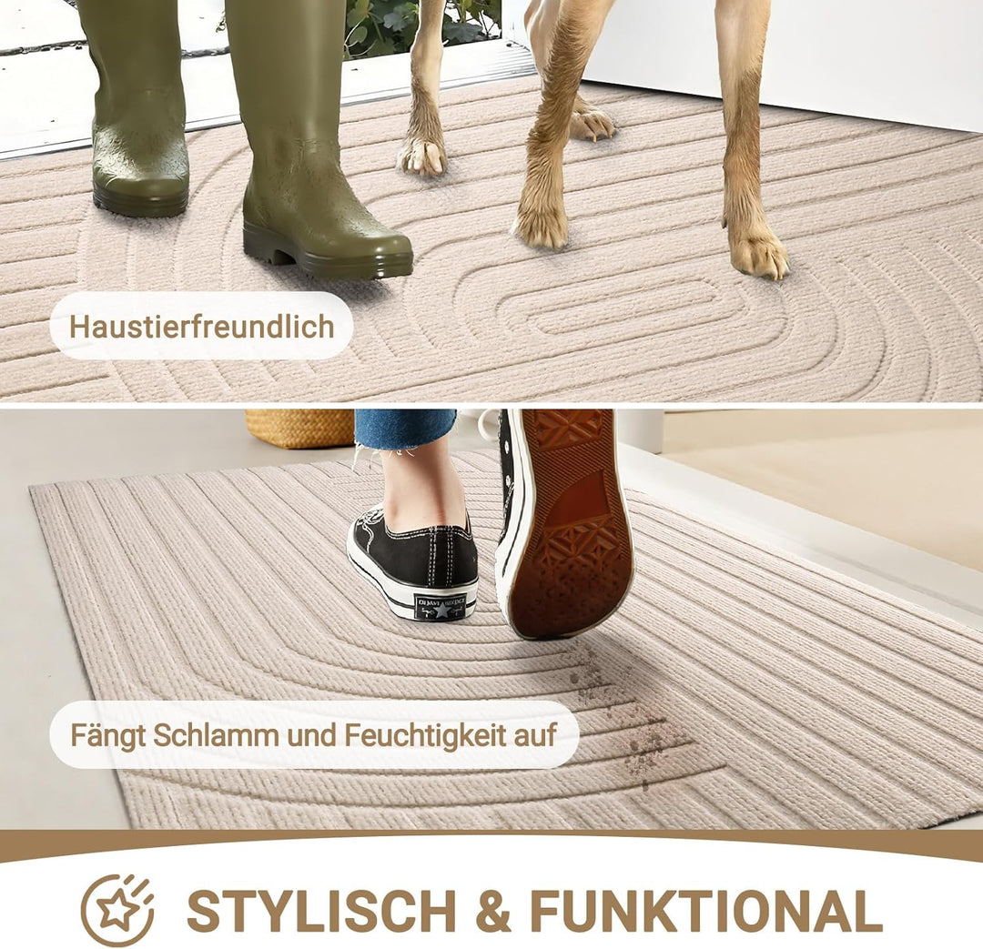 Fussmatte 60x90cm, rutschfeste Maschinenwaschbare Schmutzfangmatte, Teppich Wohnzimmer Innen und Aus