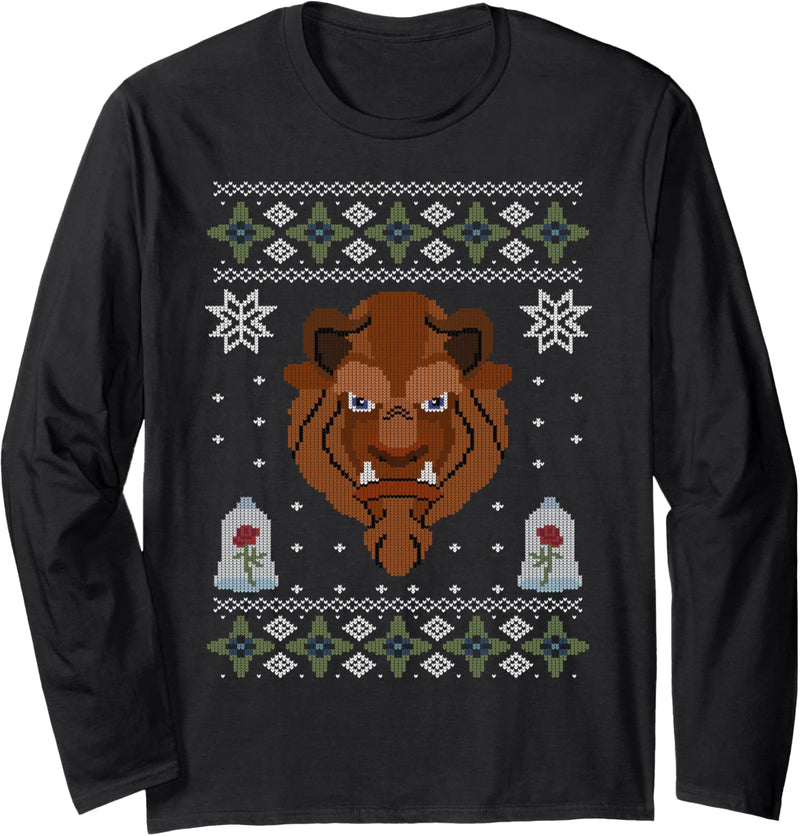 Disney Beauty & The Beast Scowl Christmas Sweater Langarmshirt