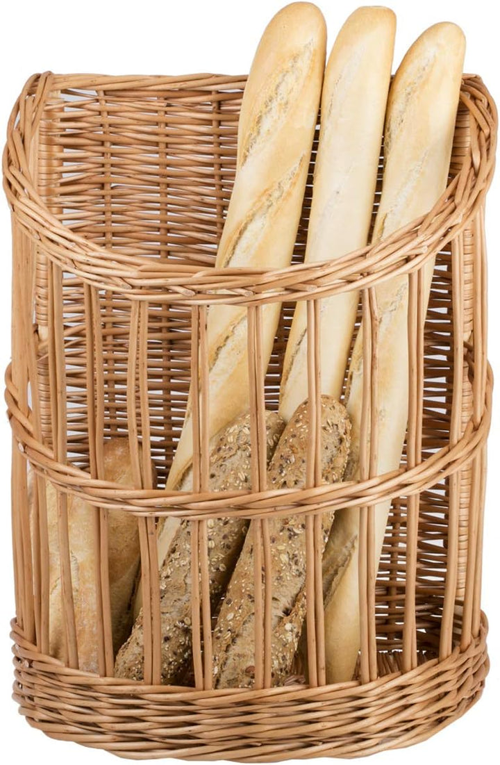 Baguettekorb aus Weide, Backwarenkorb, Stangenbrotkorb, Brotständer, Brotkasten aus natürlichem Weid