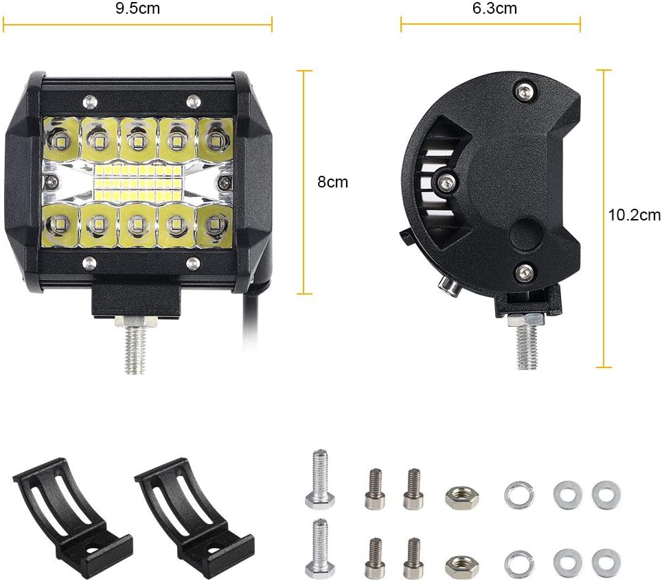 URAQT LED Arbeitsscheinwerfer, Scheinwerfer LED Auto, 2x60W Zusatzscheinwerfer, Flutlicht Wasserdich