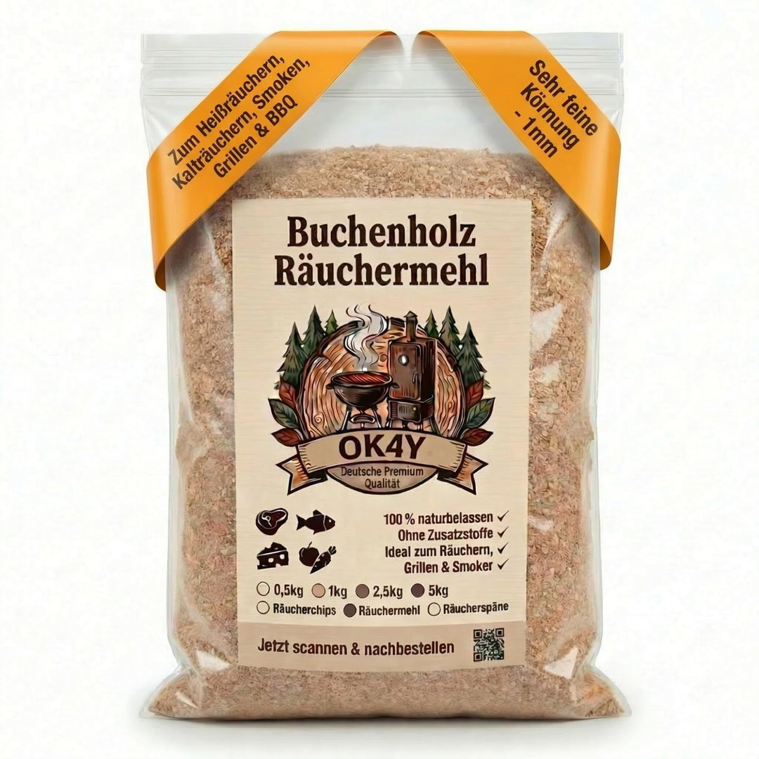 Räucherholz Buche nach Wahl – Räuchermehl, Räucherspäne oder Räucherchips | 0,5–5 kg | Räucherzubehö