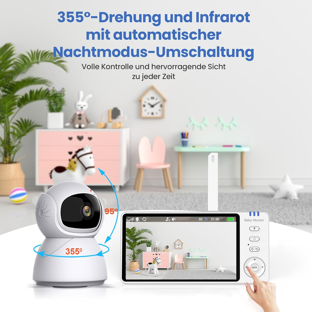Extralink Babyphone mit Kamera ohne WLAN – Baby Monitor mit 5 Zoll Display, Nachtsicht, 2 Wege Audio