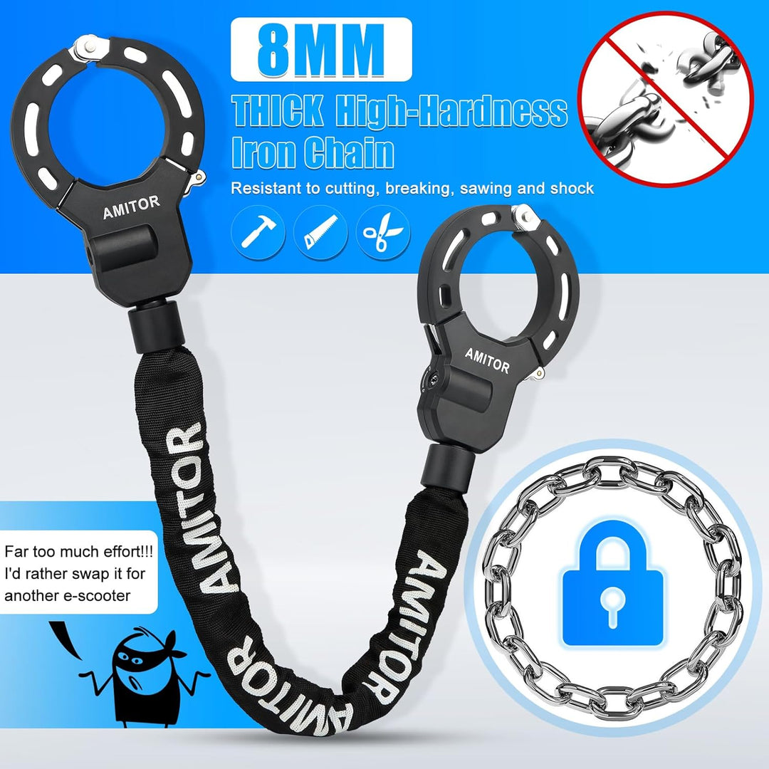 Handschellenschloss E Scooter Schloss mit Tasche 3L Leicht für Xiaomi Segway Ninebot, 8MM Anti-Diebs
