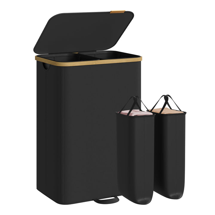 SONGMICS Wäschekorb mit Deckel, Wäschesammler, Wäschesortierer, Wäschetonne, Wäschesack herausnehmba