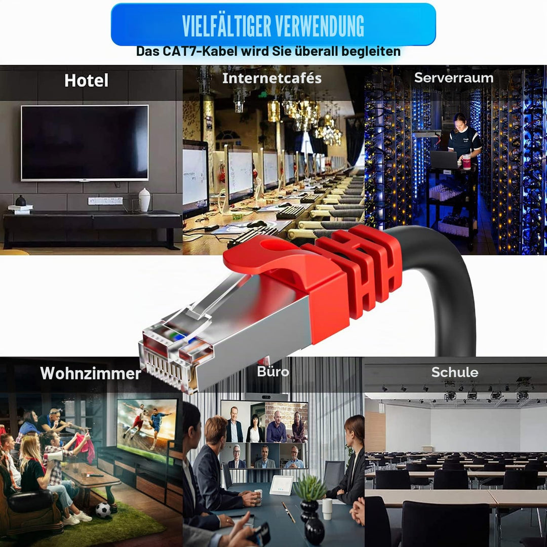 Soibke Lan Kabel 50 Meter Netzwerkkabel Cat 7 Ethernet Kabel 50m Geschirmt High Speed, Internet Patc