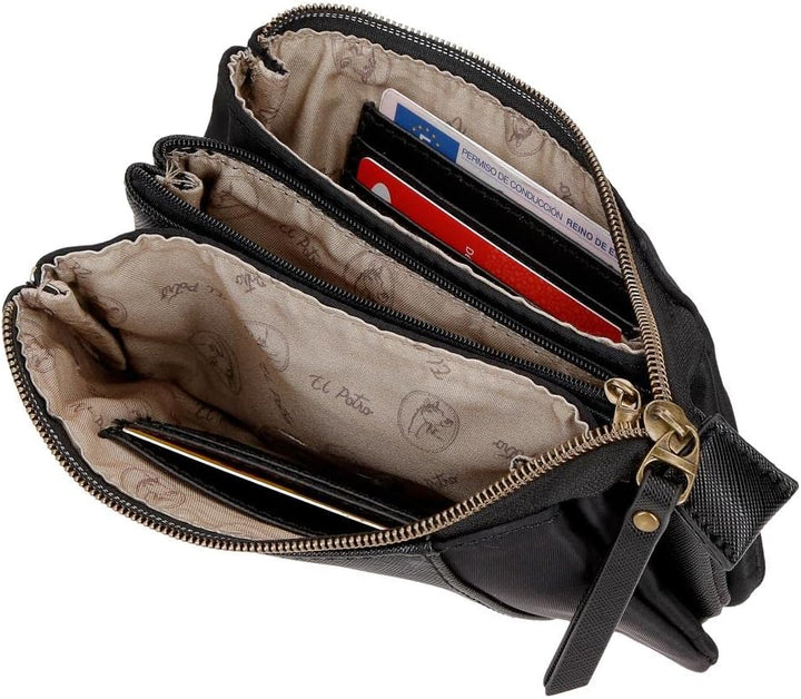 joumma bags,s.l. El Potra Wolle, lässig, schwarz, 22 x 25 x 10 cm, Polyester und PU, Schwarz, Lässig