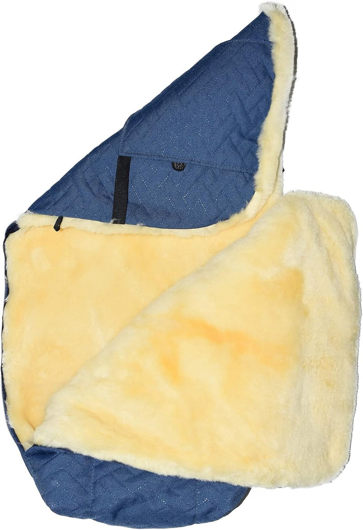 Moro-Design Lammfell Kinderwagen Fellsack Babywagen Felleinlage Fusssack Relugan Baby Fell, Blau