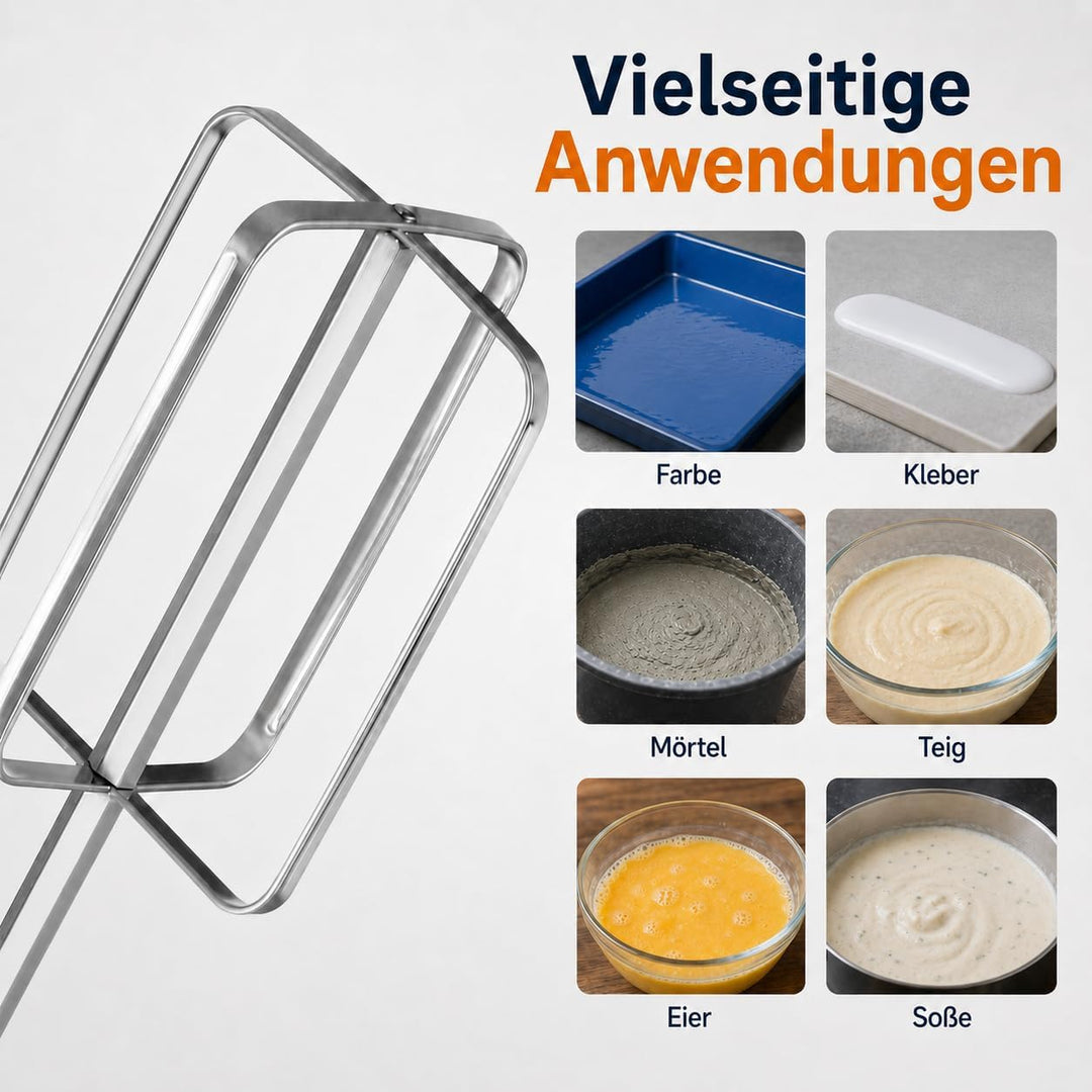 2 Stück 40 cm Edelstahl Rührstab, Lebensmittel Mischaufsatz
