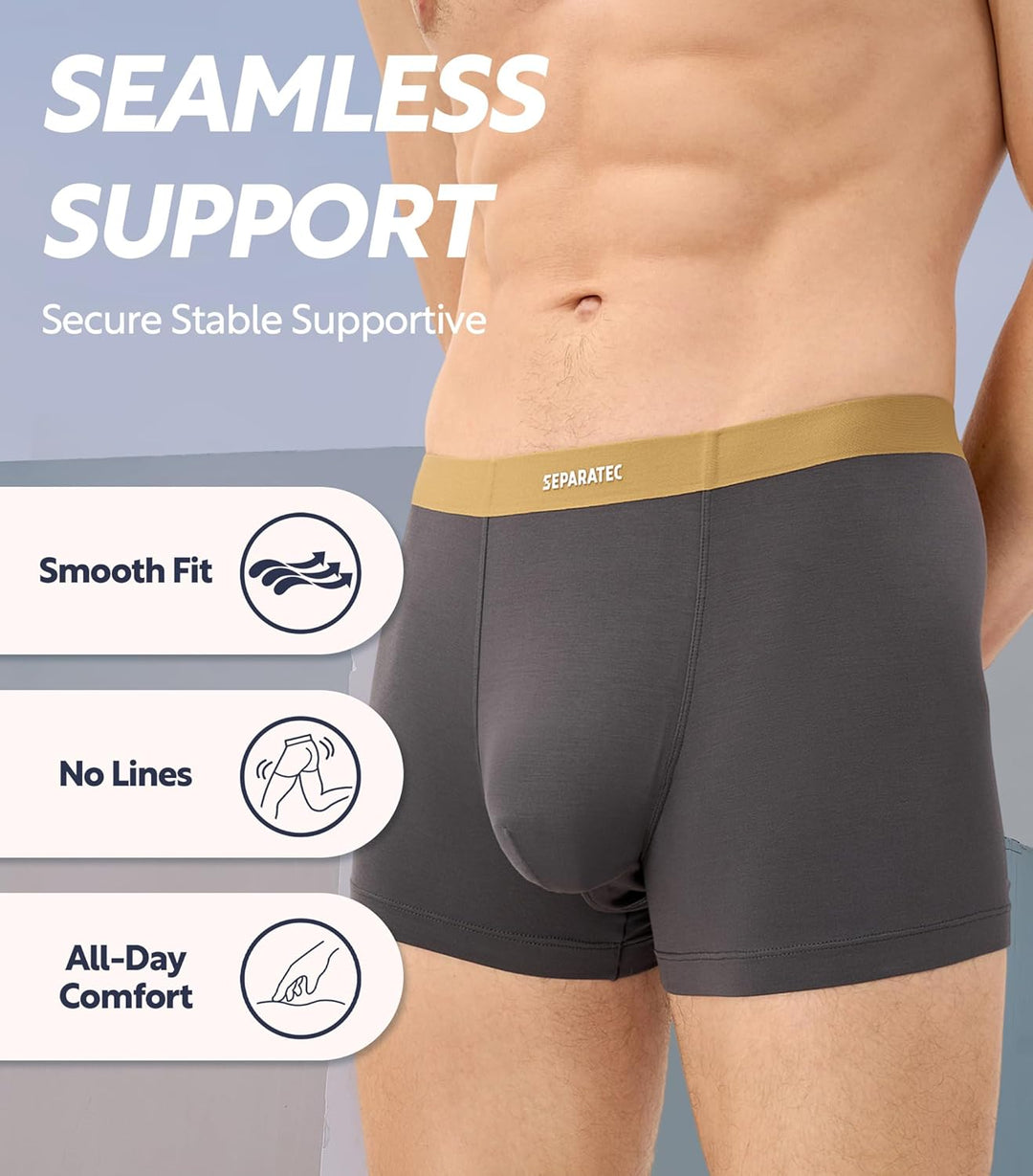 Separatec Herren Boxershorts 4er Pack Doppelbeutel Dual Pouch, Bambus Unterhosen Männer, Stretcken H