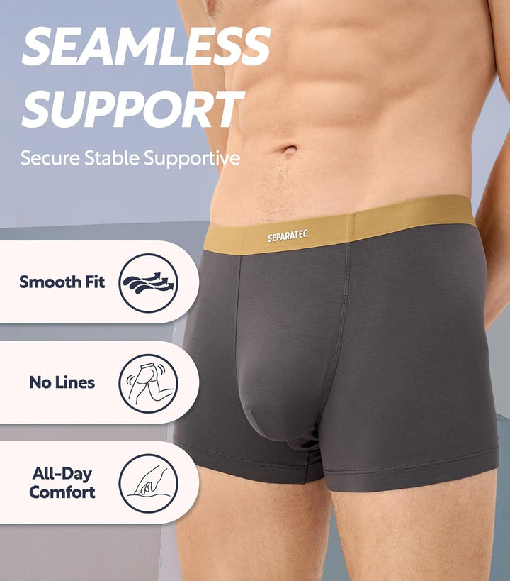Separatec Herren Boxershorts 4er Pack Doppelbeutel Dual Pouch, Bambus Unterhosen Männer, Stretcken H
