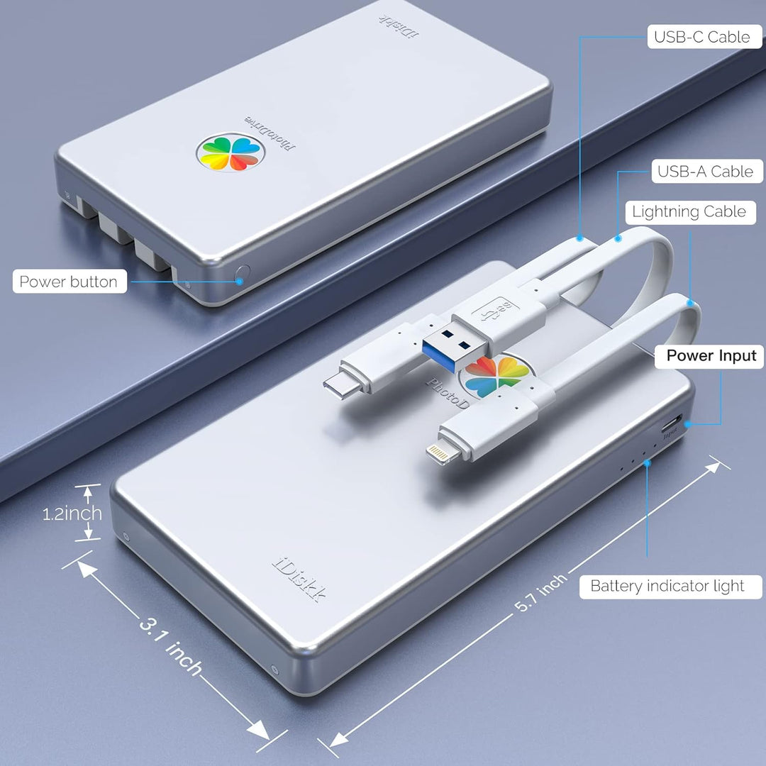 iDiskk 2TB (2000GB) Lightning Externe Festplatte, 【MFi-zertifizierte】 -Speicherplatz 3-in-1 USB-C Tr