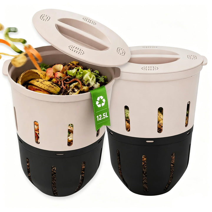 Unterirdischer Wurmkomposter 12,5 L – 2er Pack Beetkomposter zum Eingraben für Garten, kompostiert K