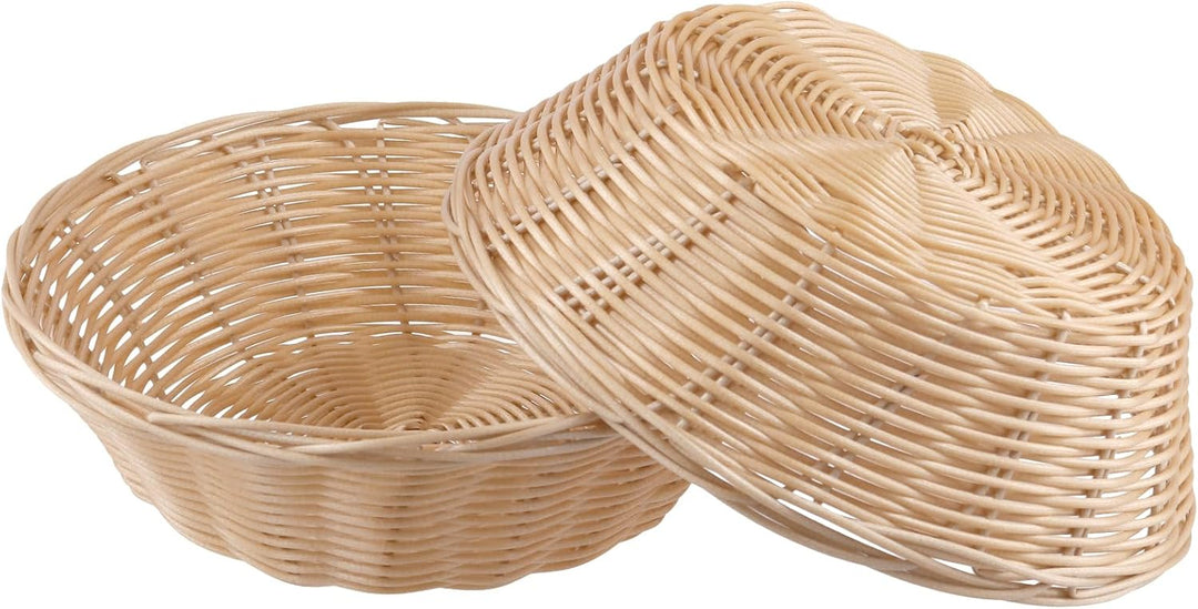 FUNSUEI 12er Set Brotkorb Rund Kunststoff, Brötchenkorb Brotkörbchen aus Plastik, 22 x 6 cm Brot Auf