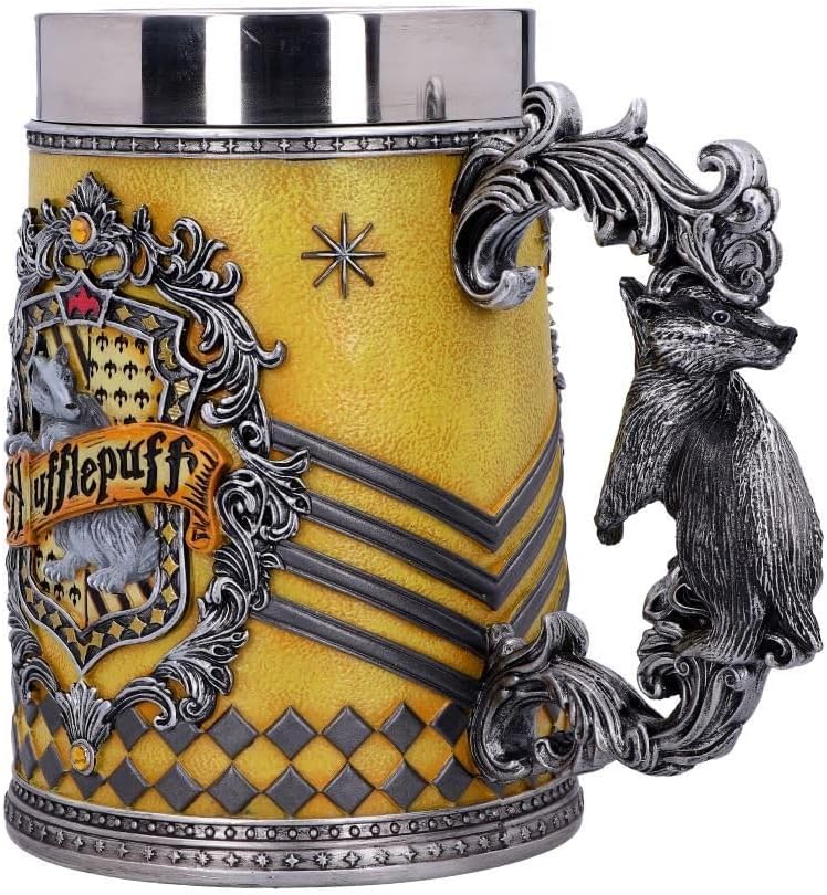 Nemesis Now House Collectable Tankard Harry Potter Hufflepuff Hogwarts-Haus Sammelkrug, Gelb, Silber