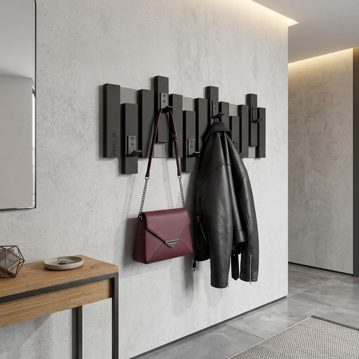 FLEXISTYLE Kleiderhaken Wand Wandgarderobe design Lamellen Flurgarderobe Garderobe Flur Holz MDF des