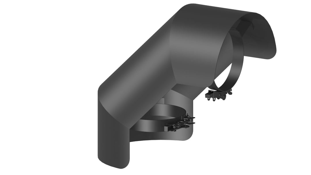 Ofenrohr - Strahlungsschutz Bogen 90° stehend, 150mm Durchmesser, schwarz Ø 150 mm Bogen 90° Stehend