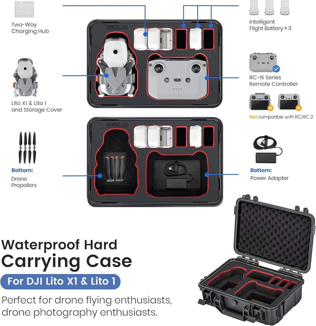 STARTRC Lito X1/1 Koffer, wasserdichter Harter Tasche für DJI Lito X1/1 Fly More Combo Zubehör für D
