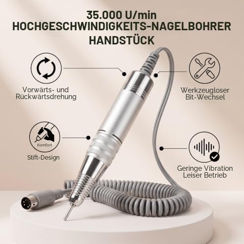 Cocoarm Nagelbohrer-Griff, Vorwärts-/Rückwärts-Nagelbohrer, 35000 U/min, Metall, Cocoarm4z3ggpfmhq