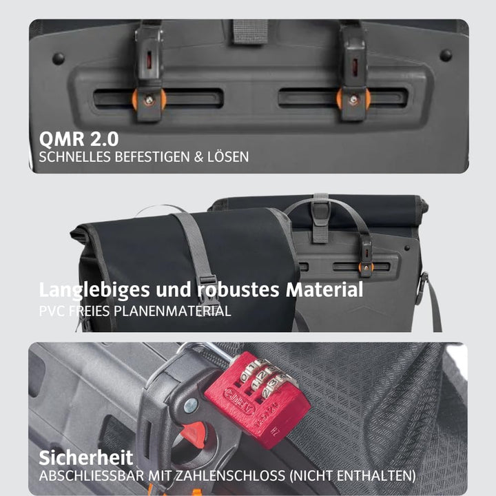 VAUDE Fahrradtasche für Gepäckträger Aqua Back Single 1 x 24 L in 24 l Schwarz, 24 l Schwarz