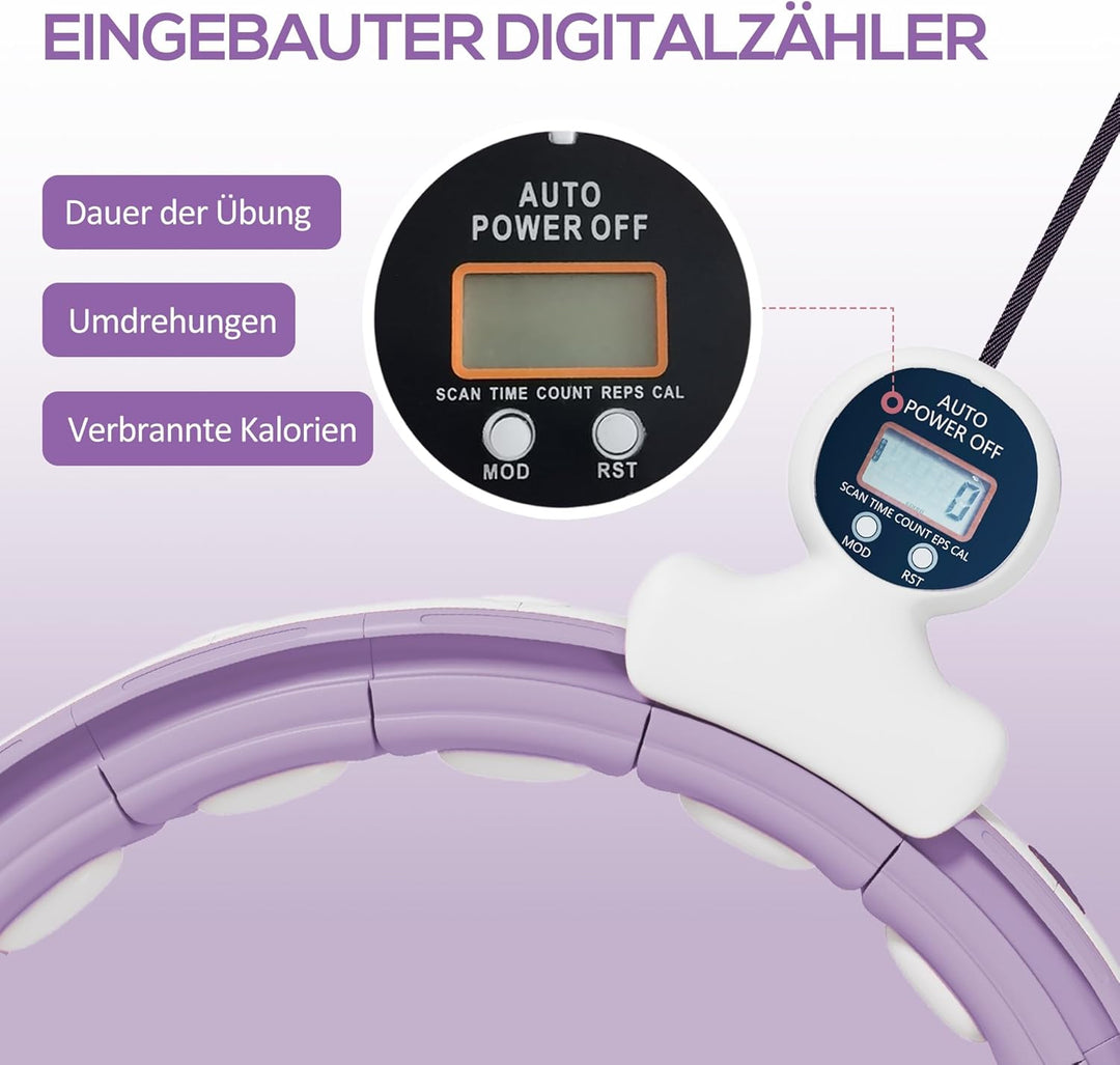 SPORTNOW Smart Hula Hoop Reifen Erwachsene mit Gewicht Kugel Zähler 16 Knoten (76-113cm) Einstellbar