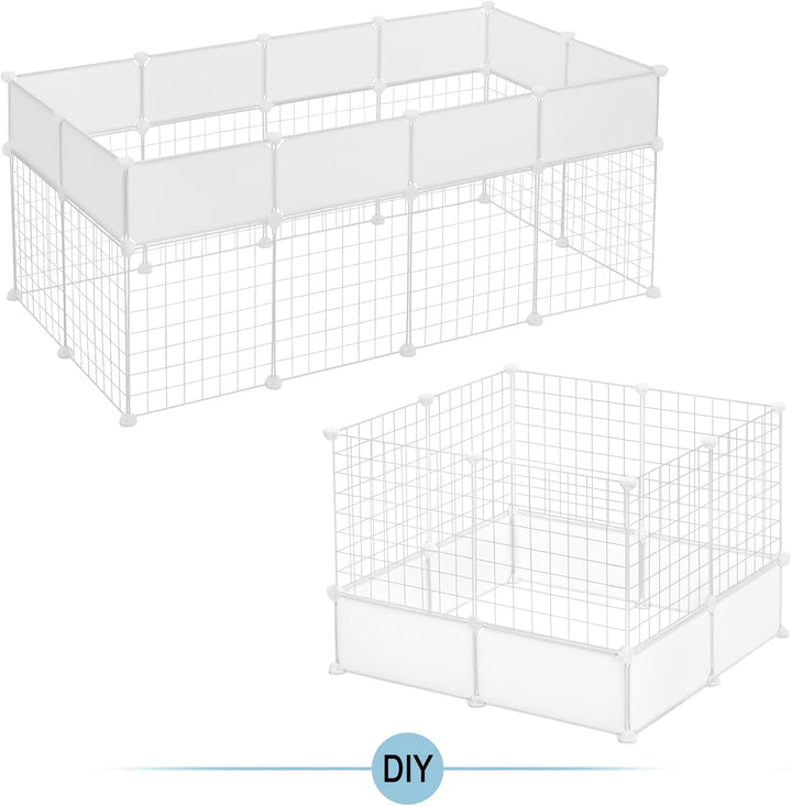 EUGAD Freigehege für Kaninchen, Freilaufgehege Kaninchen, Meerschweinchen Gehege, Weiss BHT 142x53x7