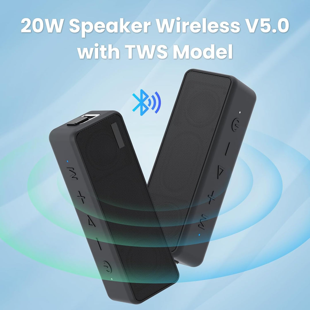 Raymate Bluetooth Lautsprecher Musikbox Tragbarer Bluetooth Box mit Lauter Stereo Sound, Satter Bass