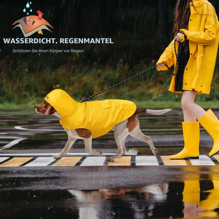 Idepet Regenmantel für Hunde mit Kragenloch Wasserdicht Reflektierend Winddicht Poncho Regenjacke mi