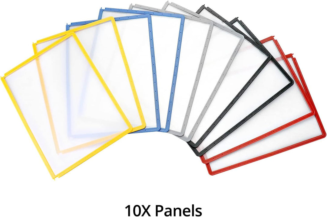 QWORK® 2 Stk. Wand Sichttafelsystem - 10X Sichttafeln A4 - Mehrfarbig Dokumentenhalter für Messehall