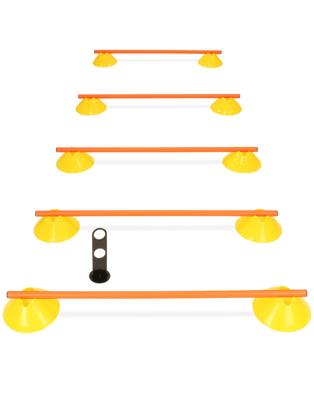 Cavaletti Mini-Hürden 5er Set – Mulden Gelb & Stangen Orange – sichere Trainingshürden für Hunde – A