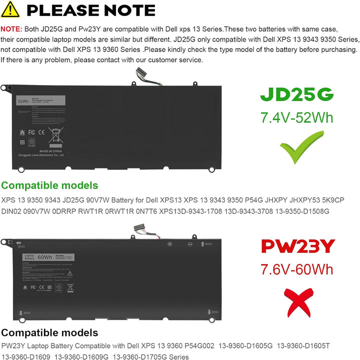 ASUNCELL 52WH JD25G Laptop-Akku Dell XPS XPS 13 XPS13 9350 13-9350 XPS 13 XPS 13 9343 13-9343 13D-93