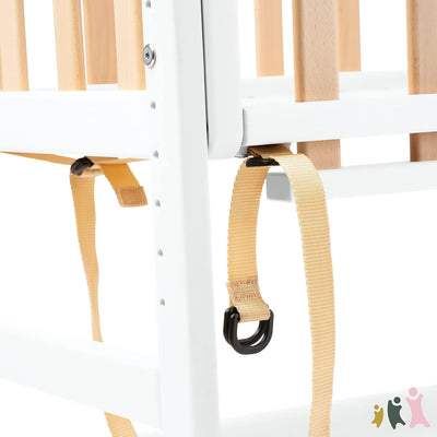 Geuther Beistellbett Betty | 45 cm x 90 cm | 9-Fach Höhenverstellbar | mit Lattenrost aus Massivholz