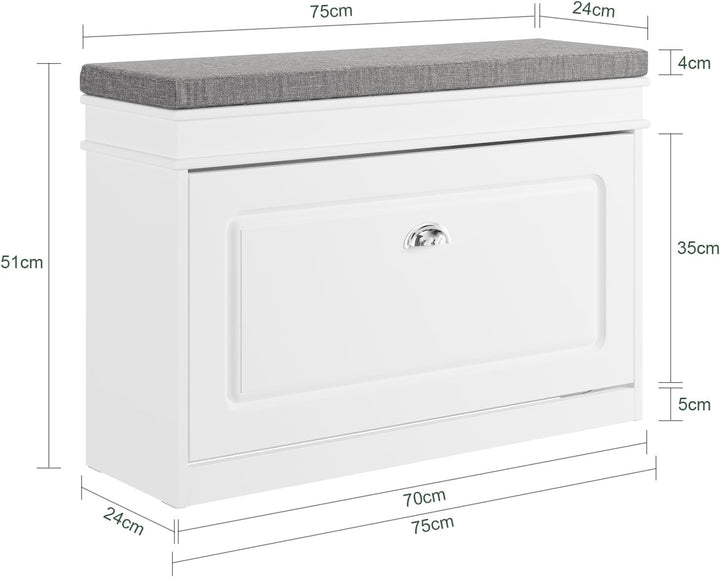 SoBuy Schuhbank mit Sitzkissen und Stauraum Schuhschrank mit Klappe, Schuhregal schmal platzsparende