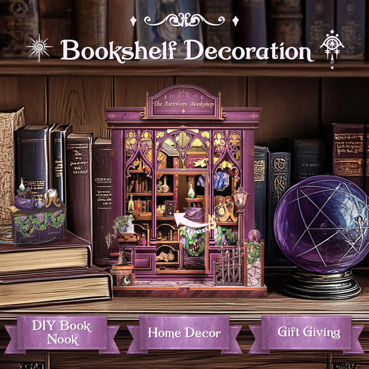 CUTEBEE Book Nook Kit – DIY Puppenhaus Häuser, Miniatur Haus Selber Bauen für Erwachsene, 3D-Holzpuz