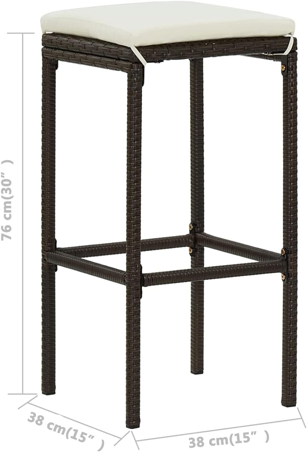 Gecheer 3-TLG. Gartenbar Set mit Kissen Bartisch Set Poly Rattan Sitzgruppe Sitzgarnitur Gartenmöbel