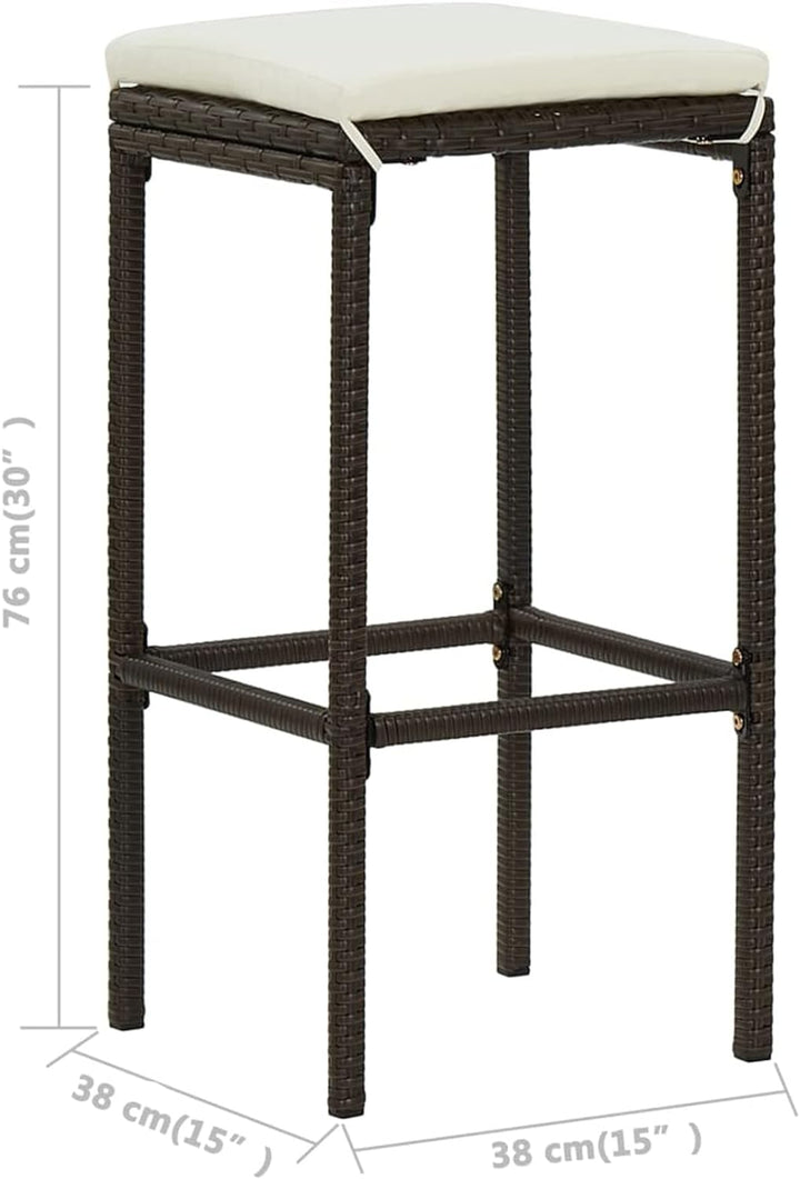 Gecheer 3-TLG. Gartenbar Set mit Kissen Bartisch Set Poly Rattan Sitzgruppe Sitzgarnitur Gartenmöbel