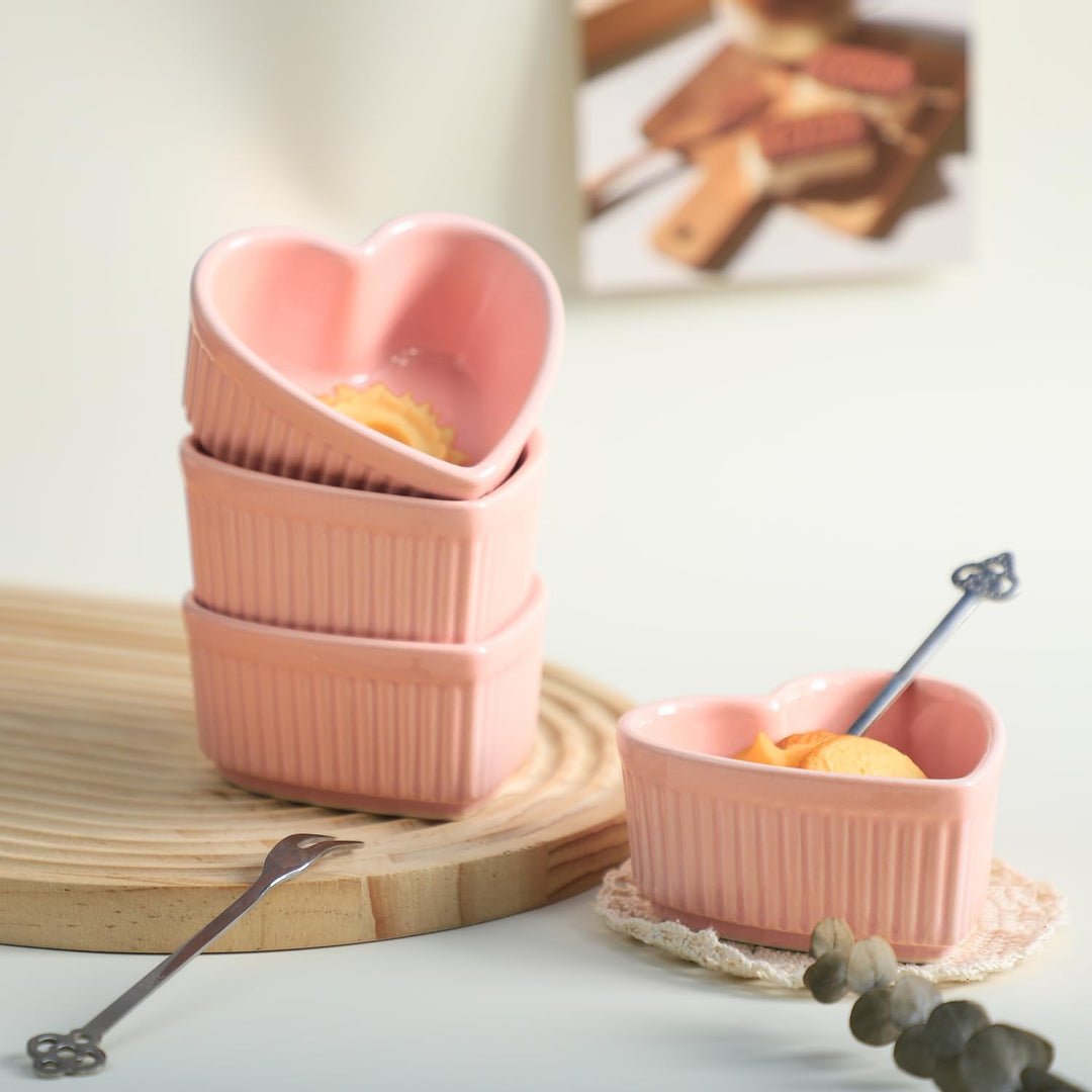 Sizikato Soufflé-Schalen aus Porzellan, herzförmig, 8,9 cm, für Souffle, Creme Brulee und Dip-Saucen