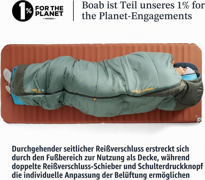 SEA TO SUMMIT - Boab Schlafsack aus Kunstfaser (–1 °C) - Rechteckig - Durchgehender Reissverschluss
