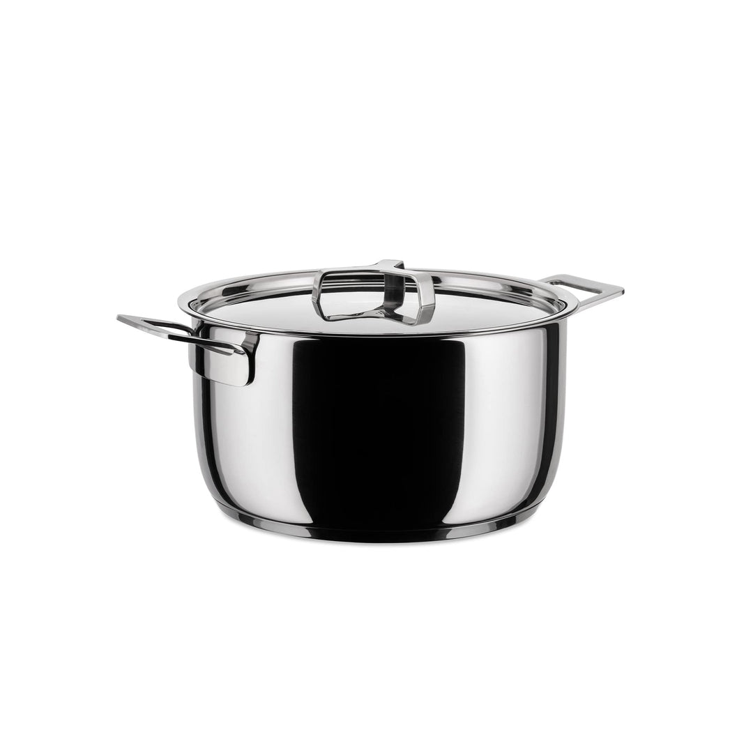 Alessi "POTS&PANS" Kasserolle mit zwei Griffen aus Edelstahl Silber 3.5 x 31 x 34 cm, Silber 3.5 x 3