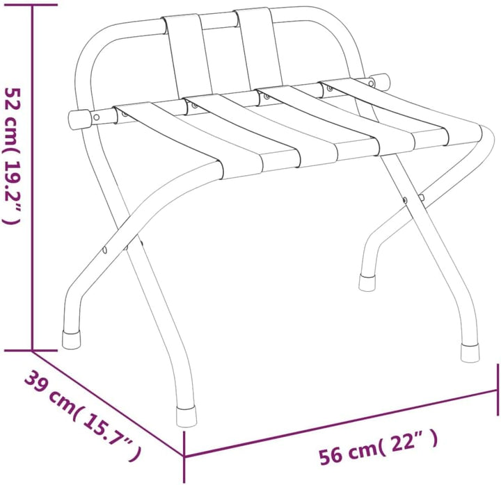 vidaXL Gepäckablage mit Rückenlehne Schwarz 56x39x52 cm, Gepäckablage, Kofferständer, Hotel Kofferbo