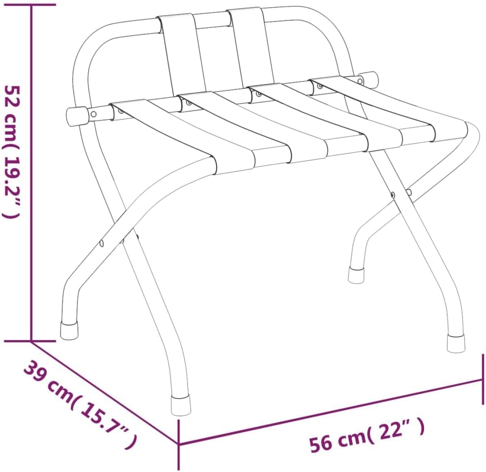 Gepäckablage mit Rückenlehne in Silber 56 x 39 x 52 cm klappbar für Hotelzimmer, Gästezimmer und Fer