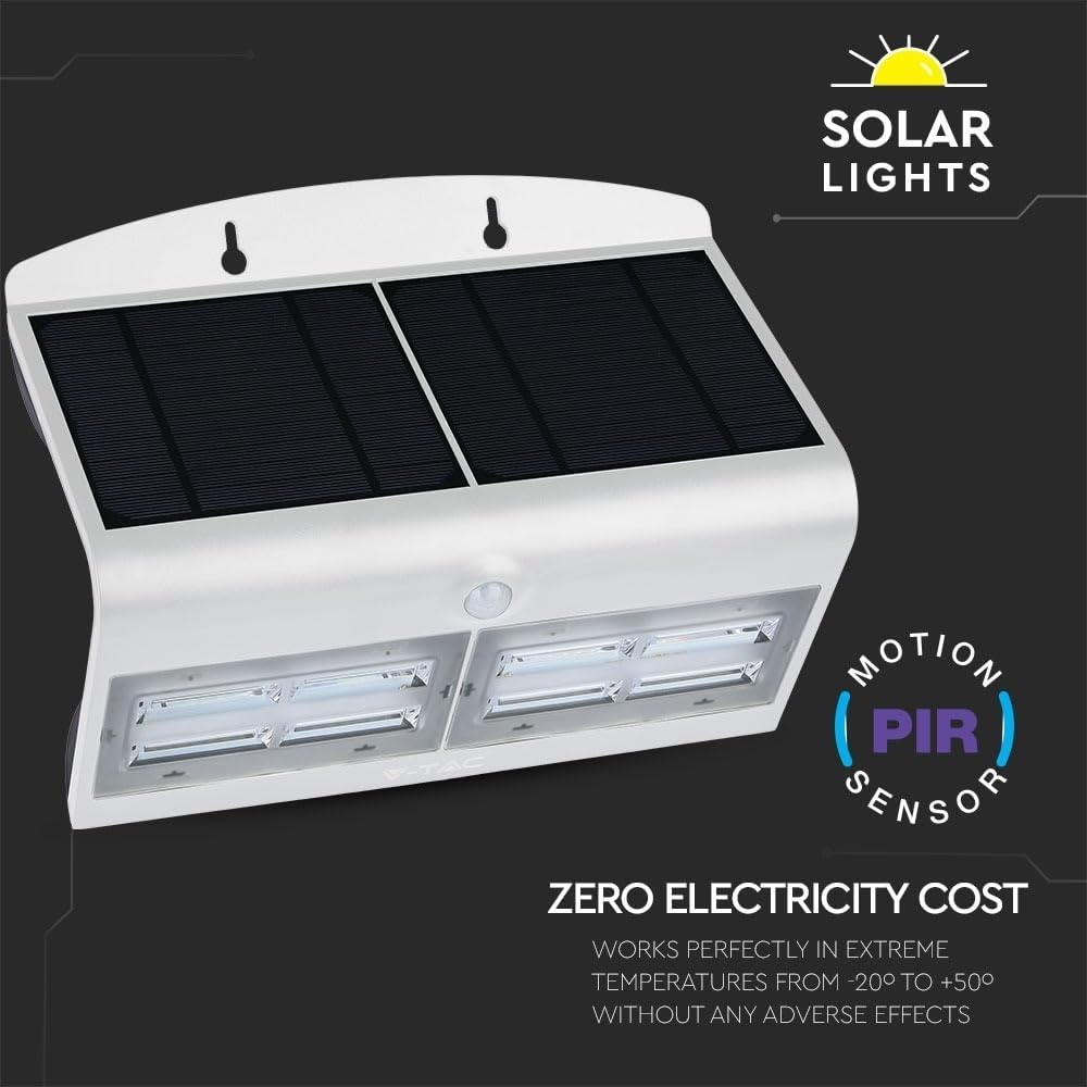 V-TAC Solar-Wandlampe VT-767-7-W 8278 LED 7.00W Tageslichtweiss Weiss, Schwarz