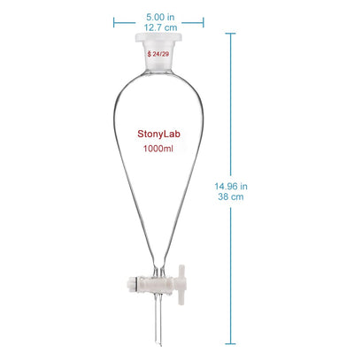 stonylab Scheidetrichter Glas, Borosilikatglas 1000 ml Scheidetrichter Heavy Wall Conical Separatory