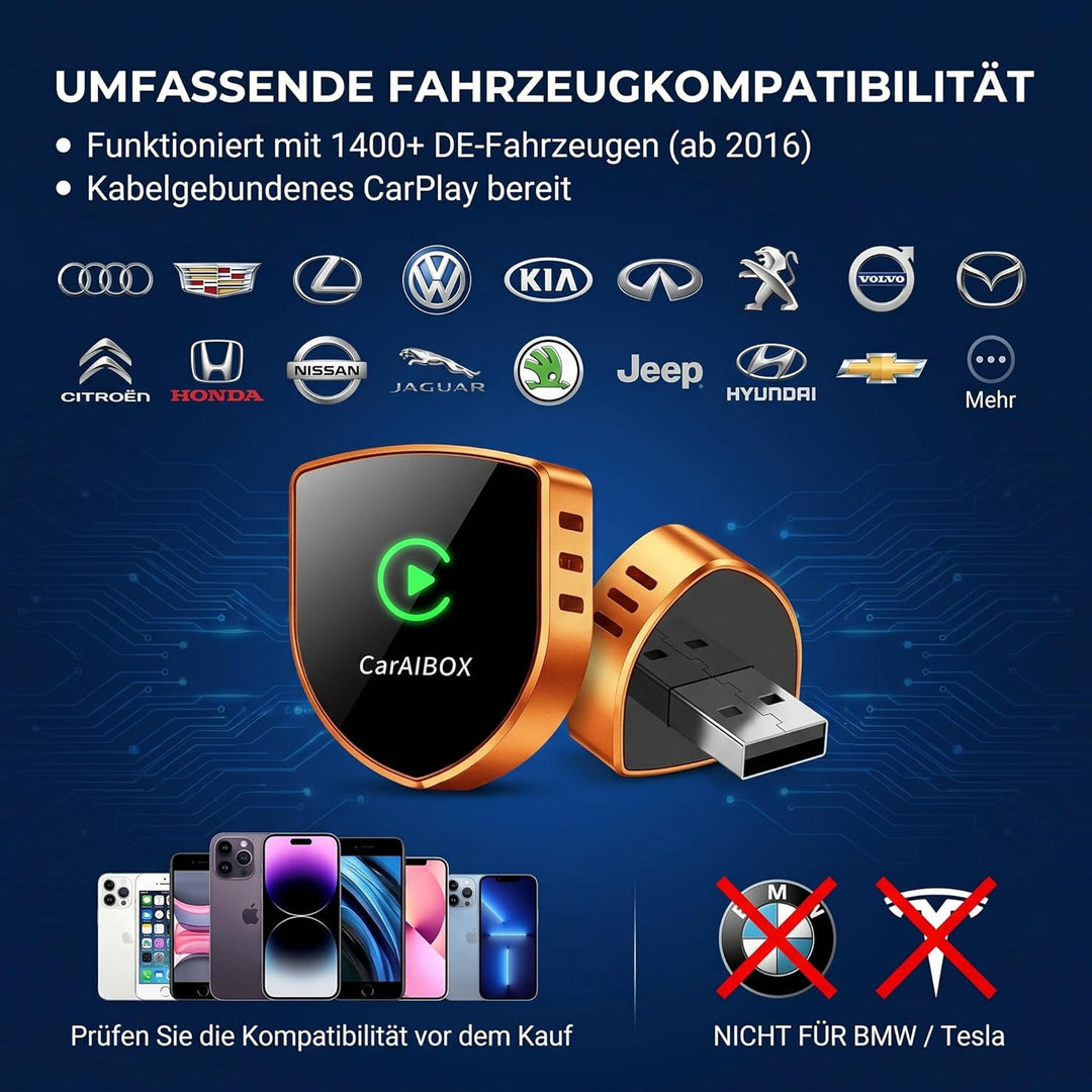 2026 2-in-1 Wireless CarPlay & Android Auto Adapter, Schild-Metallgehäuse, Ultraschneller WiFi 6 Don
