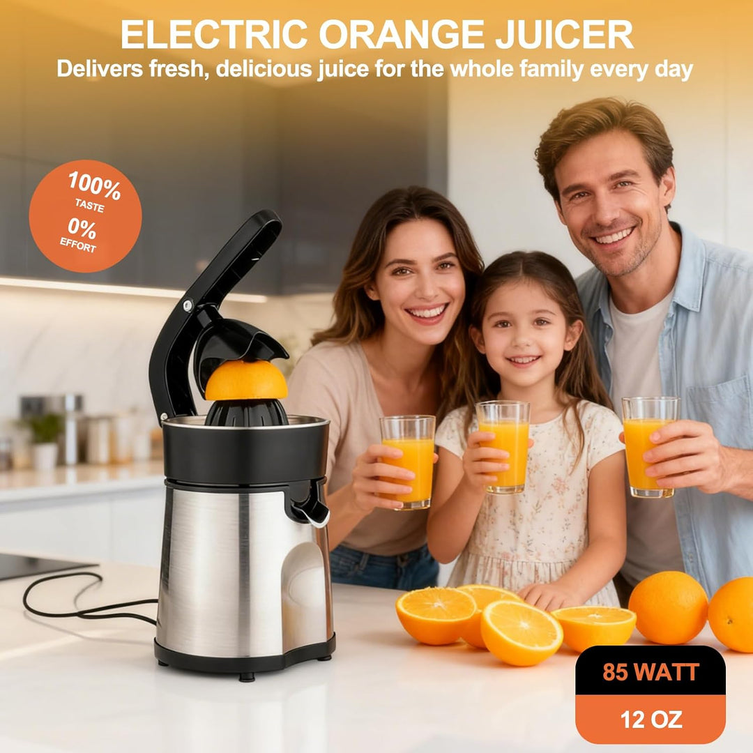 Cozary Zitruspresse Elektrische, Orangenpresse Zitronenpresse inkl 2 Presskegel, Gehäuse und Filter