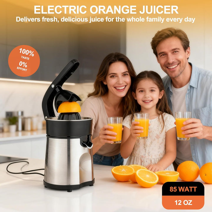 Cozary Zitruspresse Elektrische, Orangenpresse Zitronenpresse inkl 2 Presskegel, Gehäuse und Filter